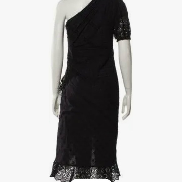 Ulla Johnson One-Shoulder Black Eyelet Lace Dress - Size 2 - Picture 2 of 16
